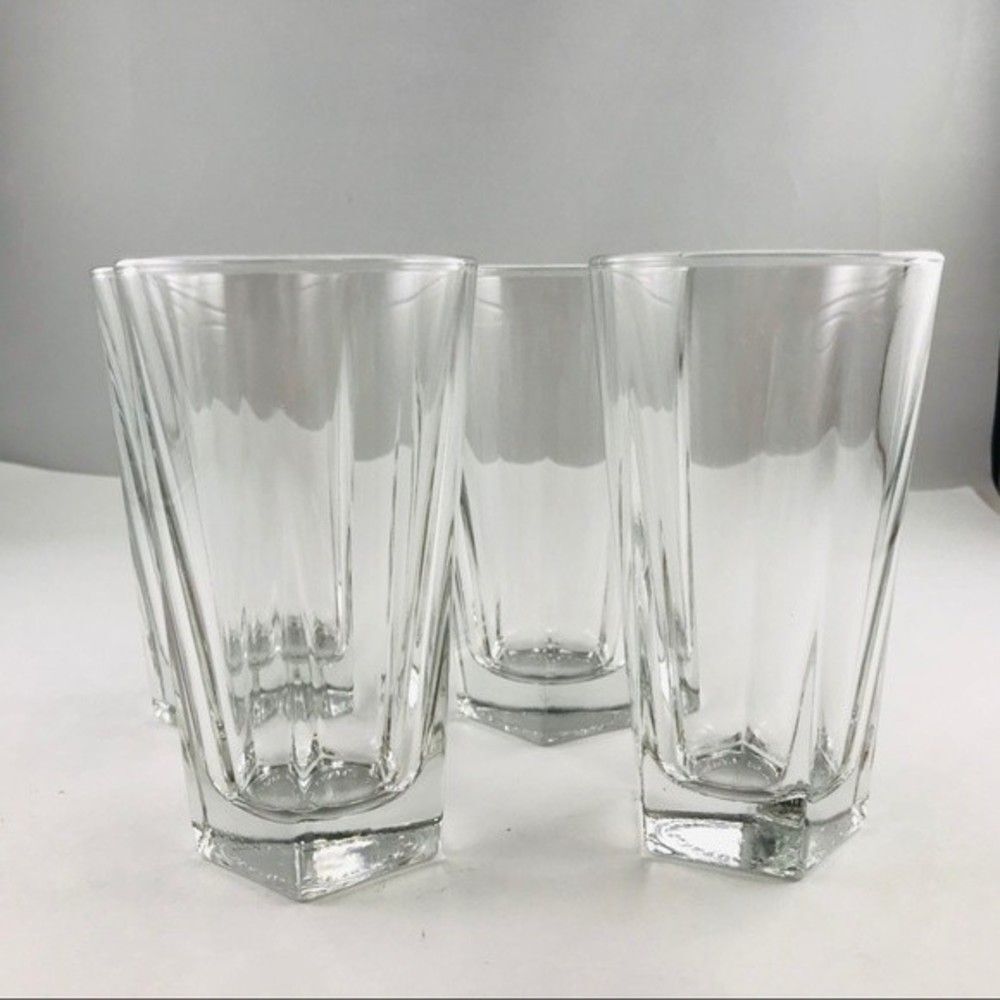 Libbey Duratuff Clear Juice Glasses 6 Oz Pentagon Bottom Made USA Set of 4 VTG